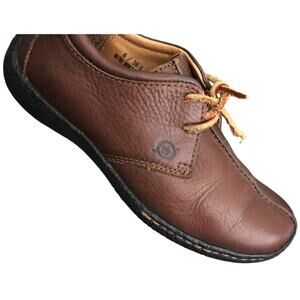 BORN Handcrafted Brown Leather Lace Up Oxford Shoes Womens 6 Sahara Round Toe
